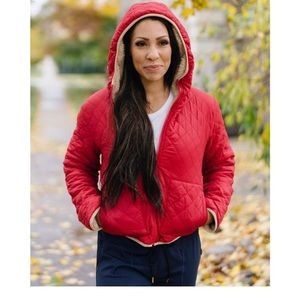 Zyia Active ~ Red Reversible Hooded Jacket Small new with tags and garment bag